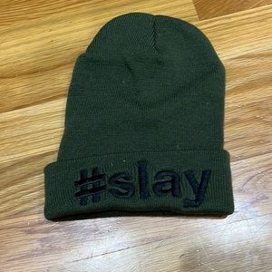 #slay olive green beanie